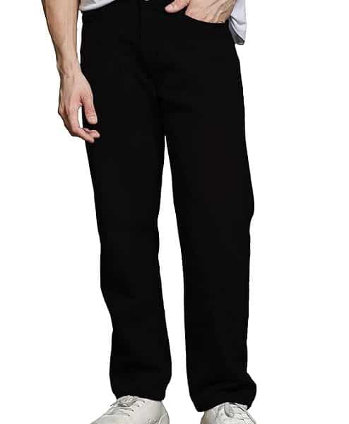 Baggy Jeans- Black Solid Wash Denim Jeans for Men